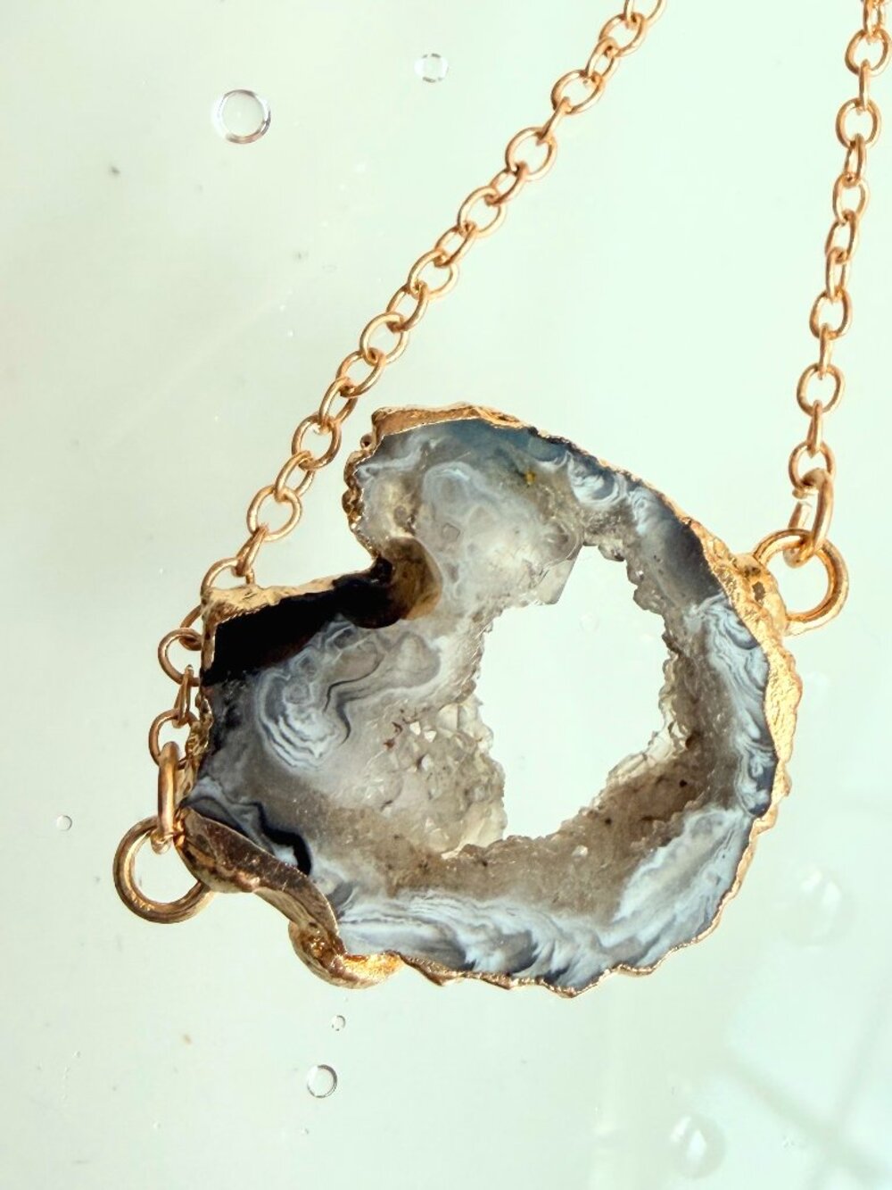 Between Worlds | OOAK Natural Agate Geode Necklace | Wearable Landscape Art